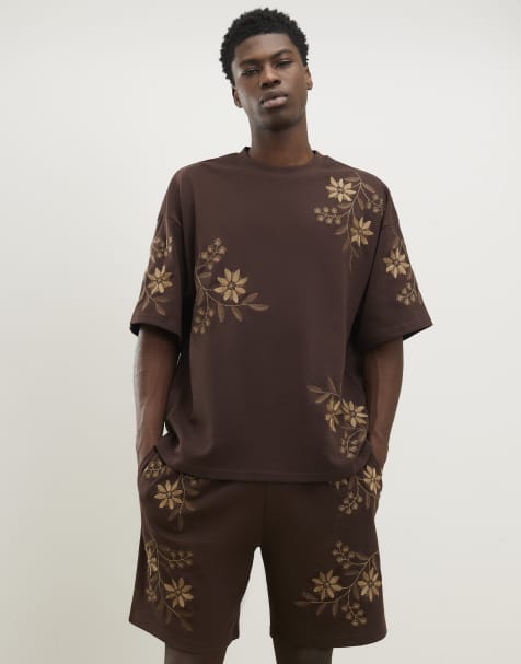 River Island Oversized fit floral t-shirt in brown