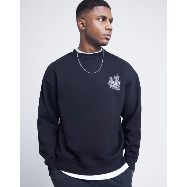 River Island Oversized fit gothic graphic sweatshirt in black