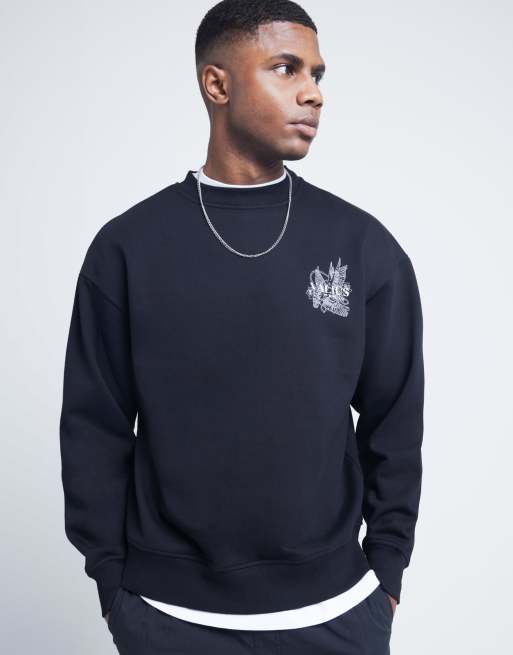 River Island Oversized fit gothic graphic sweatshirt in black ASOS