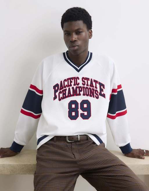 River Island Oversized fit hockey sweatshirt in ecru, 2 of 4