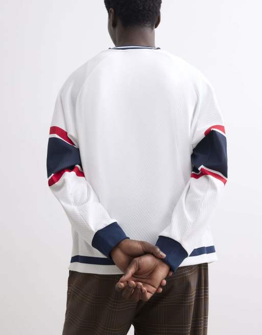 River Island Oversized fit hockey sweatshirt in ecru, 4 of 4