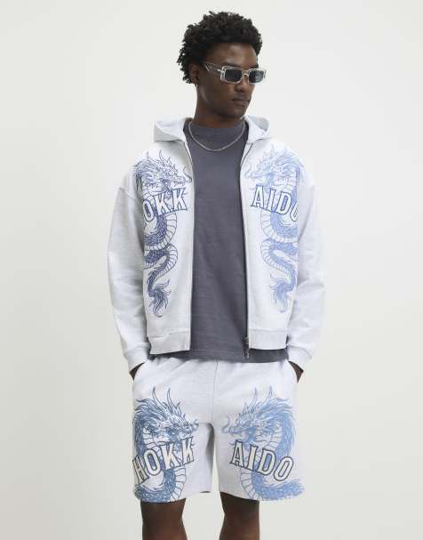 River Island Oversized fit hokkaido sweat set in marl grey - view 1