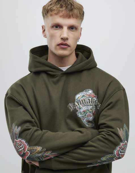 River Island Oversized fit japanese kamakura hoodie in khaki - view 1