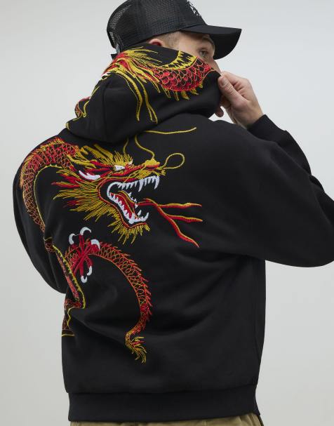 River Island Oversized fit kagoshima dragon hoodie in black - view 1