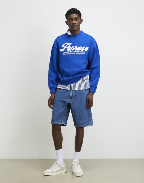 River Island Oversized fit penrose sweatshirt in blue - view 1