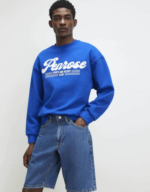 River Island Oversized fit penrose sweatshirt in blue , 3 of 4
