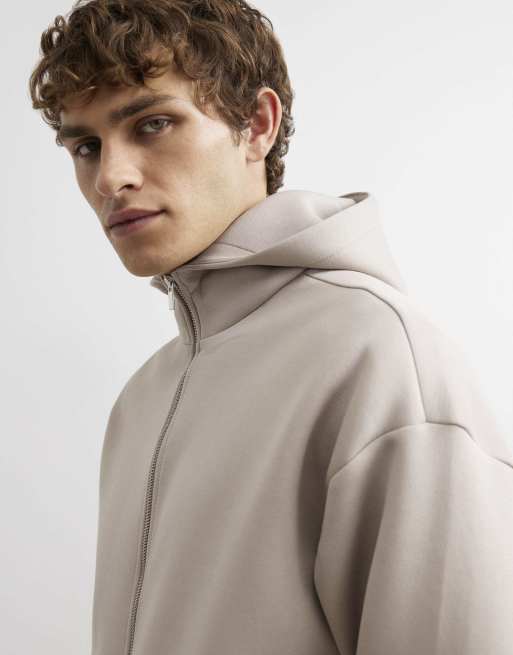 River Island Oversized fit premium hoodie in stone, 3 of 4