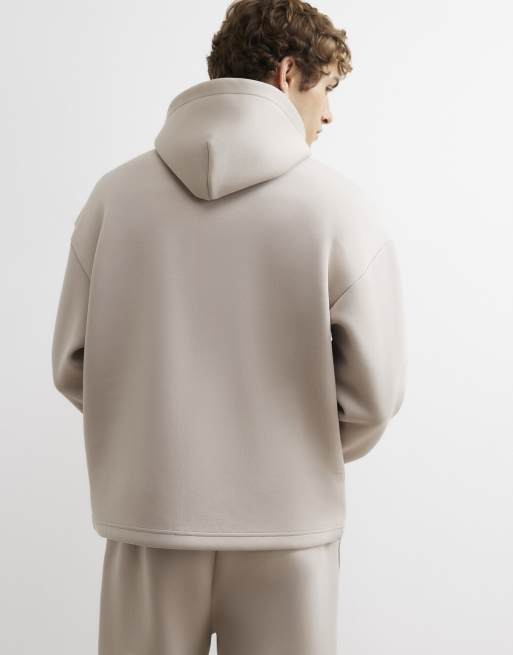 River Island Oversized fit premium hoodie in stone, 4 of 4