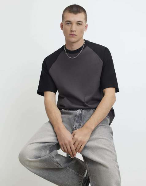 River Island Oversized fit raglan sleeve t-shirt in grey - view 1