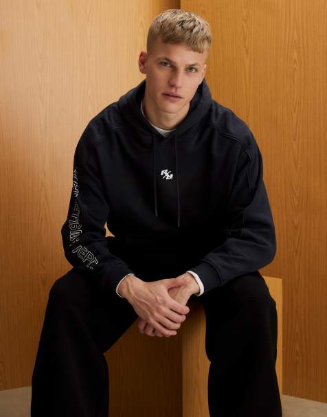 River Island Oversized fit rxr dept hoodie in black - view 1