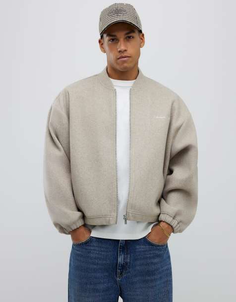 River Island Oversized fit sanctuaire bomber jacket in beige - view 1