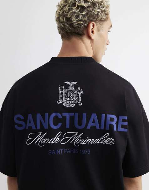 River Island Oversized fit sanctuaire crest t-shirt in black - view 1