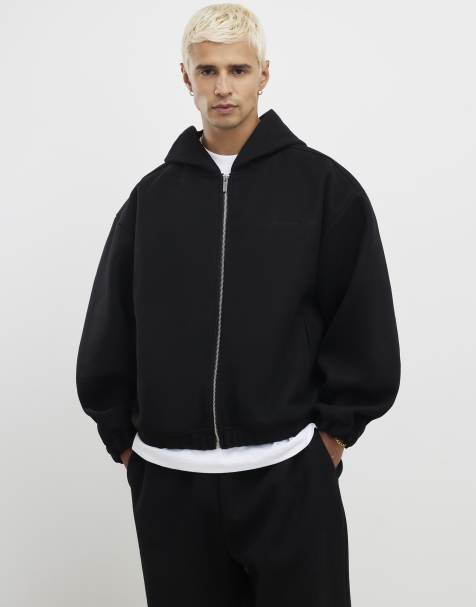 River Island Oversized fit sanctuaire felt hoodie in black - view 1