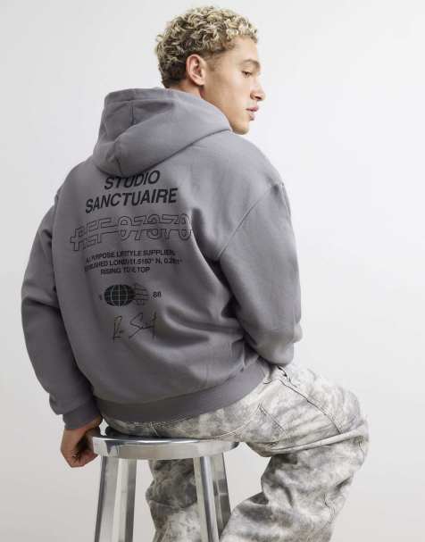 River Island Oversized fit sanctuaire hoodie in grey - view 1