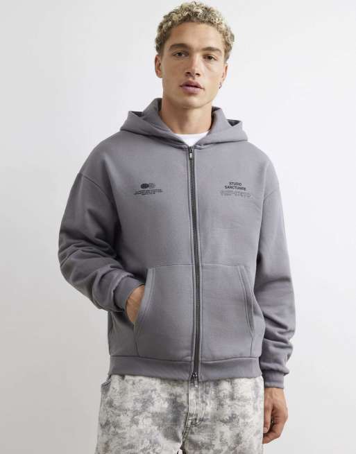 River Island Oversized fit sanctuaire hoodie in grey, 2 of 4