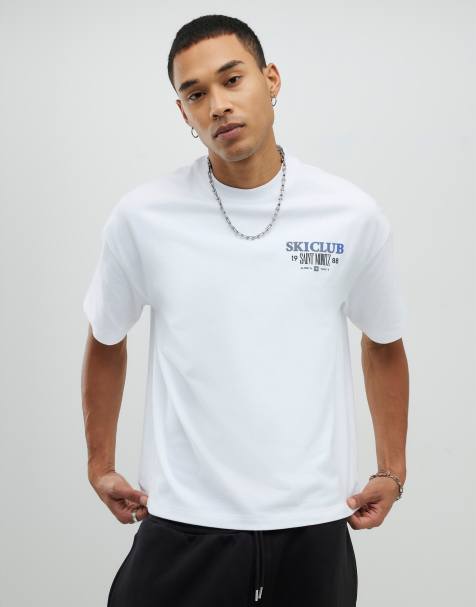 River Island Oversized fit ski club t-shirt in white
