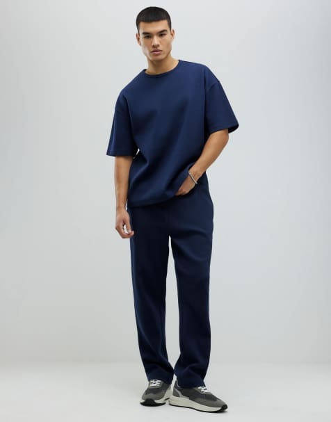 River Island Oversized fit t-shirt and joggers set in navy - view 1