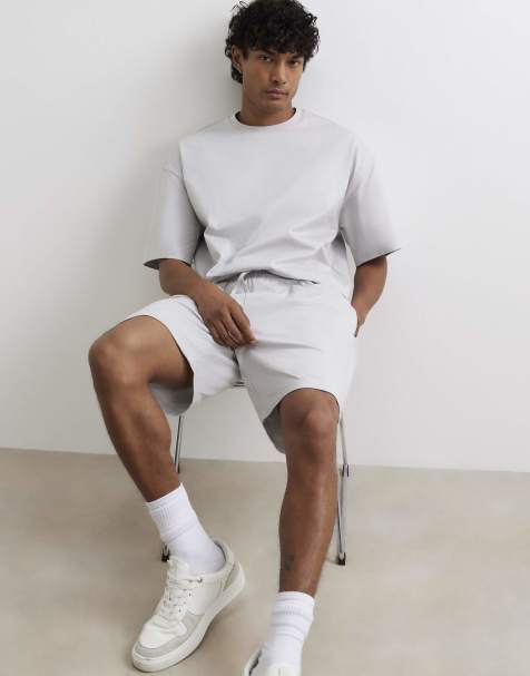 River Island Oversized fit t-shirt and shorts set in grey - view 1
