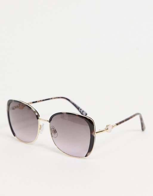River Island metal trim sunglasses in tortoiseshell brown