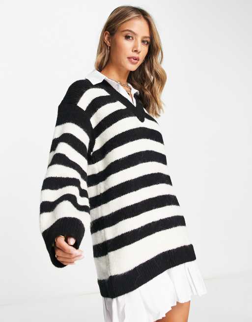 Black and white jumper shirt dress sale