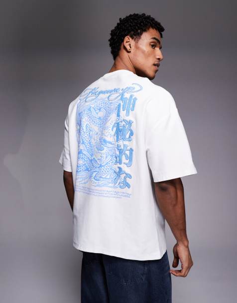 River Island oversized 'Kagawa' dragon print t-shirt in white - view 1