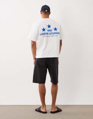 River Island Oversized 'lisere Studios' Print T-shirt In White