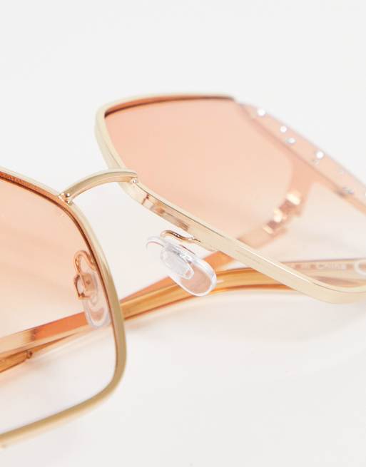 Women's Pink Lens Ombre Oversized Square Frame Sunglasses