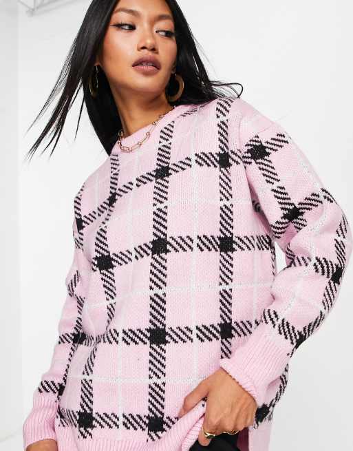 Oversized hot sale plaid sweater