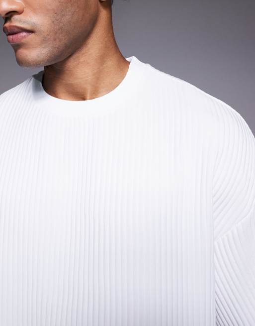River Island oversized plisse t-shirt in white (Part of a set), 5 of 5