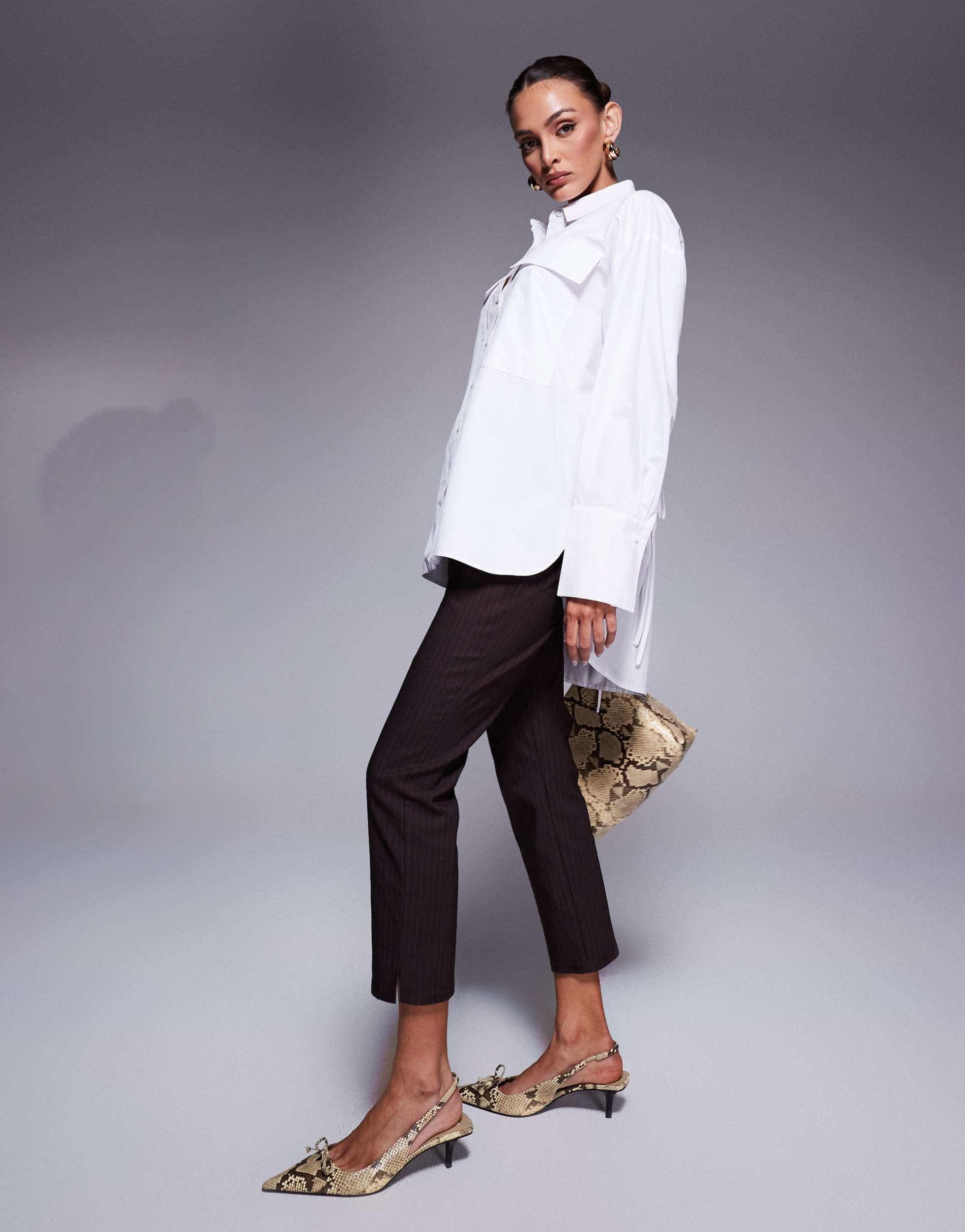 river island oversized pocket detail shirt in white