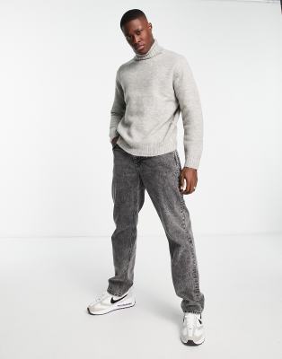 River Island River Island oversized roll neck jumper in grey