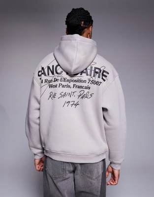 River Island Oversized 'sanctuaire' Graphic Hoodie In Gray