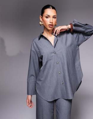 River Island oversized shirt co-ord in grey - view 1