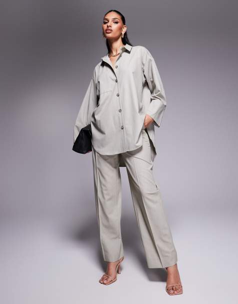 River Island oversized shirt in beige  - BEIGE - view 1