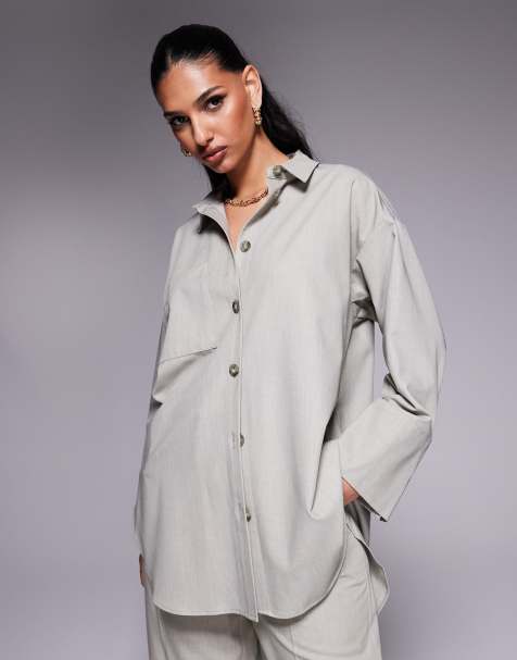 River Island oversized shirt in beige  - view 1