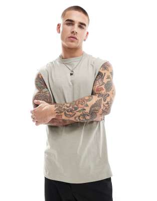 River Island oversized singlet in stone