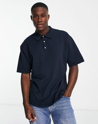River Island oversized sports polo in blue