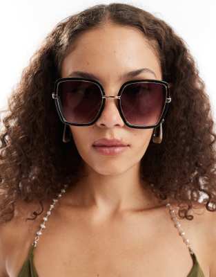 River Island River Island oversized square sunglasses in black