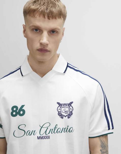 River Island Oversized stripe football polo shirt in white - view 1