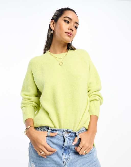 River Island oversized stripe sweater in lime