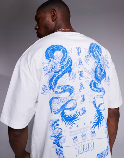 River Island - Oversized T-shirt met geborduurde palais dragon-print in wit - view 1