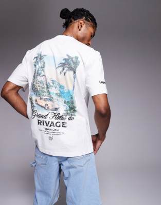 River Island - Oversized T-shirt met Grand Hotel-print in wit - view 1