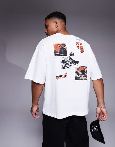 River Island - Oversized T-shirt met Kyoto-print in wit - view 1