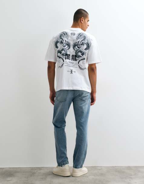 River Island oversized t-shirt with dragon graphic in white - view 1