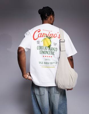 River Island oversized T-shirt with Limincello back print in white - view 1