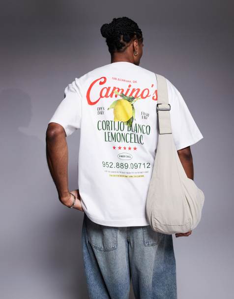 River Island oversized t-shirt with 'Limincello' back print in white