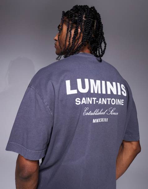 River Island oversized T-shirt with luminis back print in black - view 1