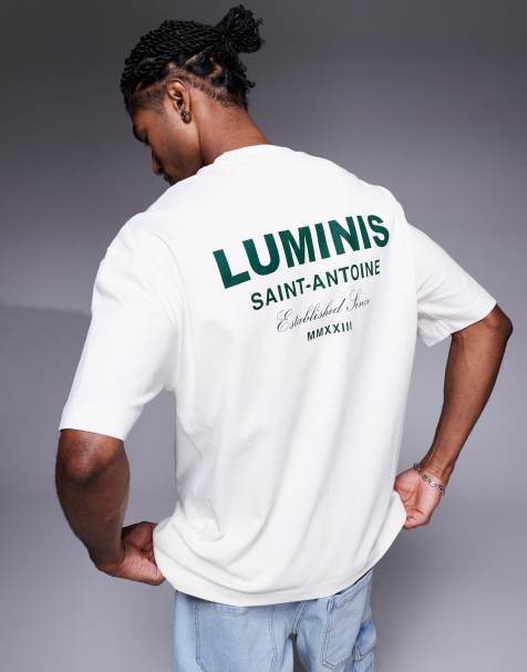 River Island oversized t-shirt with luminis back print in white - view 1