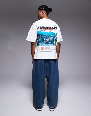 River Island Oversized T-shirt With 'morello Racing' Back Print In White