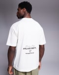 [River Island] River Island oversized t-shirt with palais dept graphic in white L WHITE